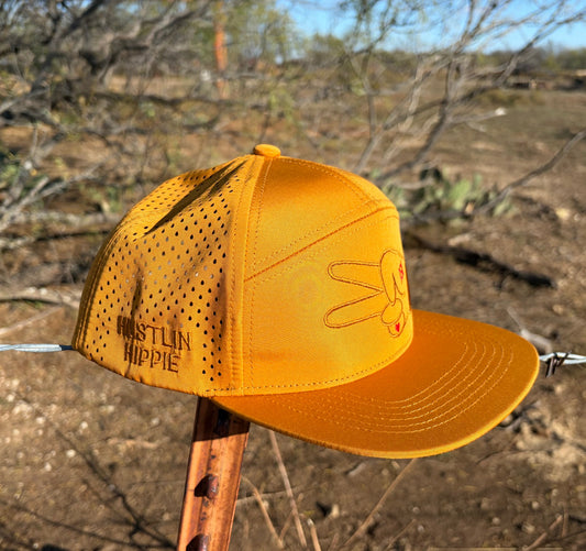 Hustlin Hippie PL Series Hydro Snapback- GOLDEN BURNT ORANGE- LOGO w/ BOLD style