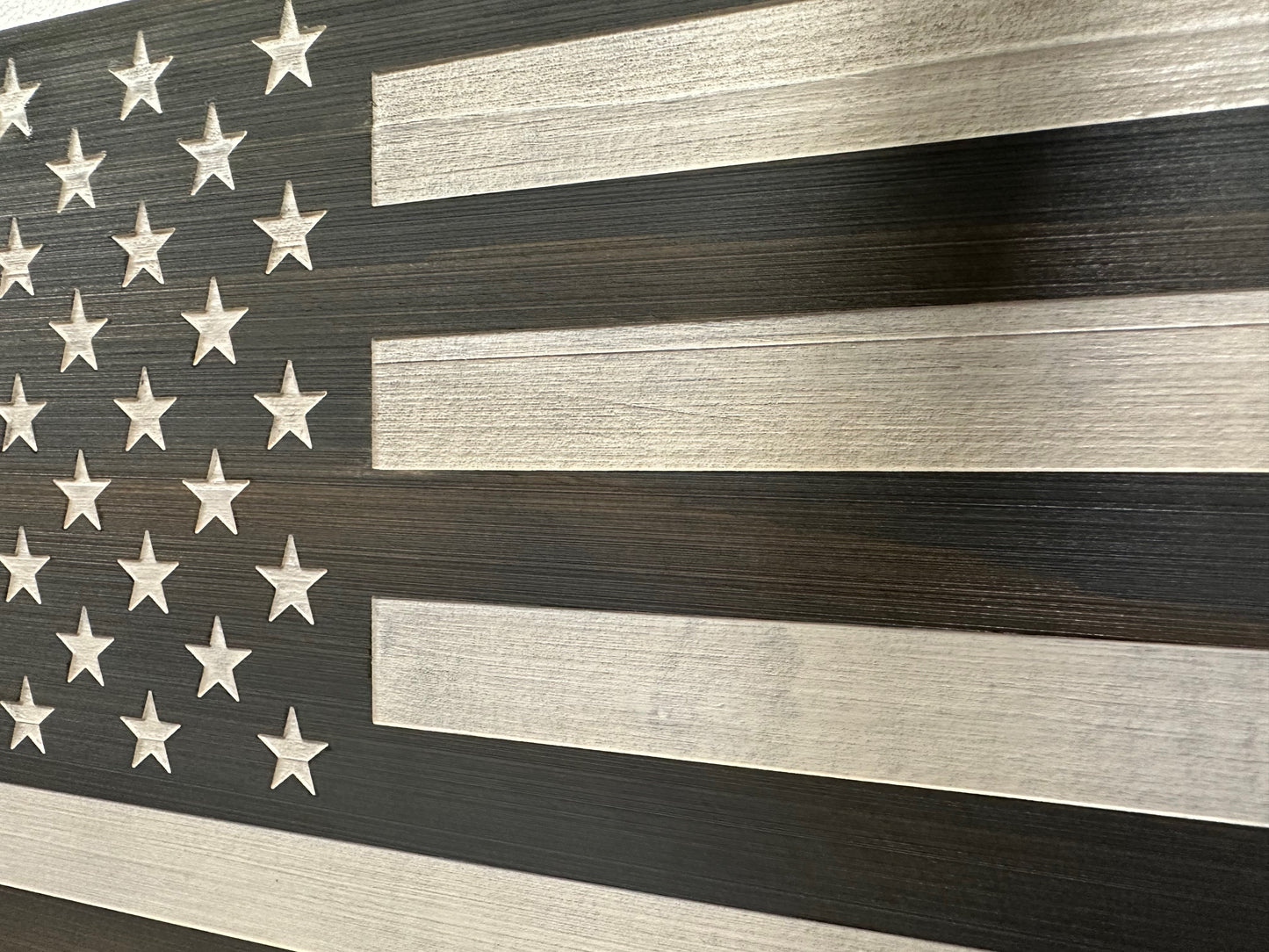 Bellewood Designs - American Flag Decorative & Secure Wall-Mounted Gun Cabinet (Gray & White)