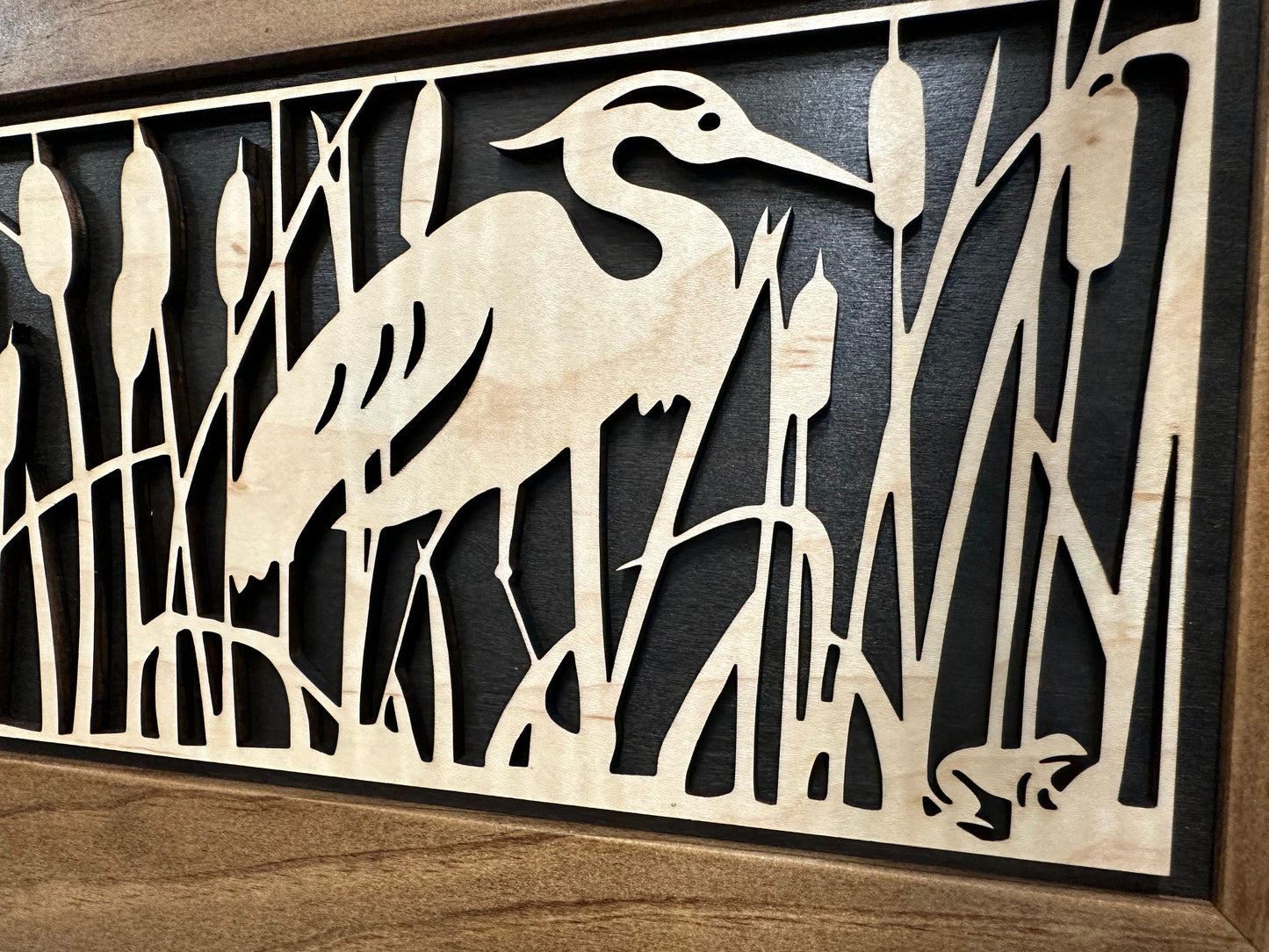 Bellewood Designs - Gun Safe Heron in Cattails Wall-Mounted