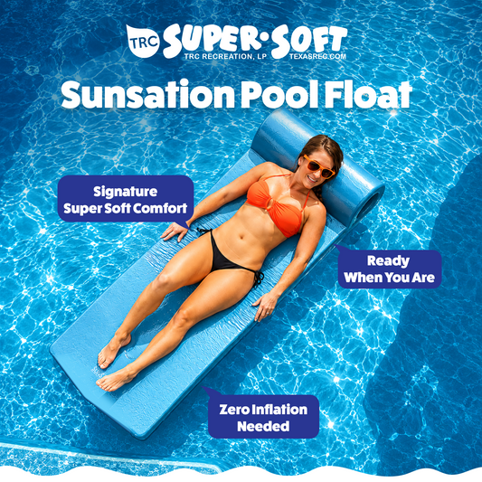 TRC Recreation Sunsation 1.75" Thick Foam Swimming Pool Float, Metallic Blue