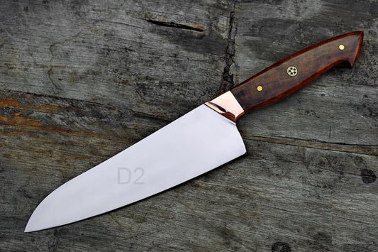 KBS Knives Custom Handmade D2 Steel Knife – Heat Treated Professional Chef’s Blade