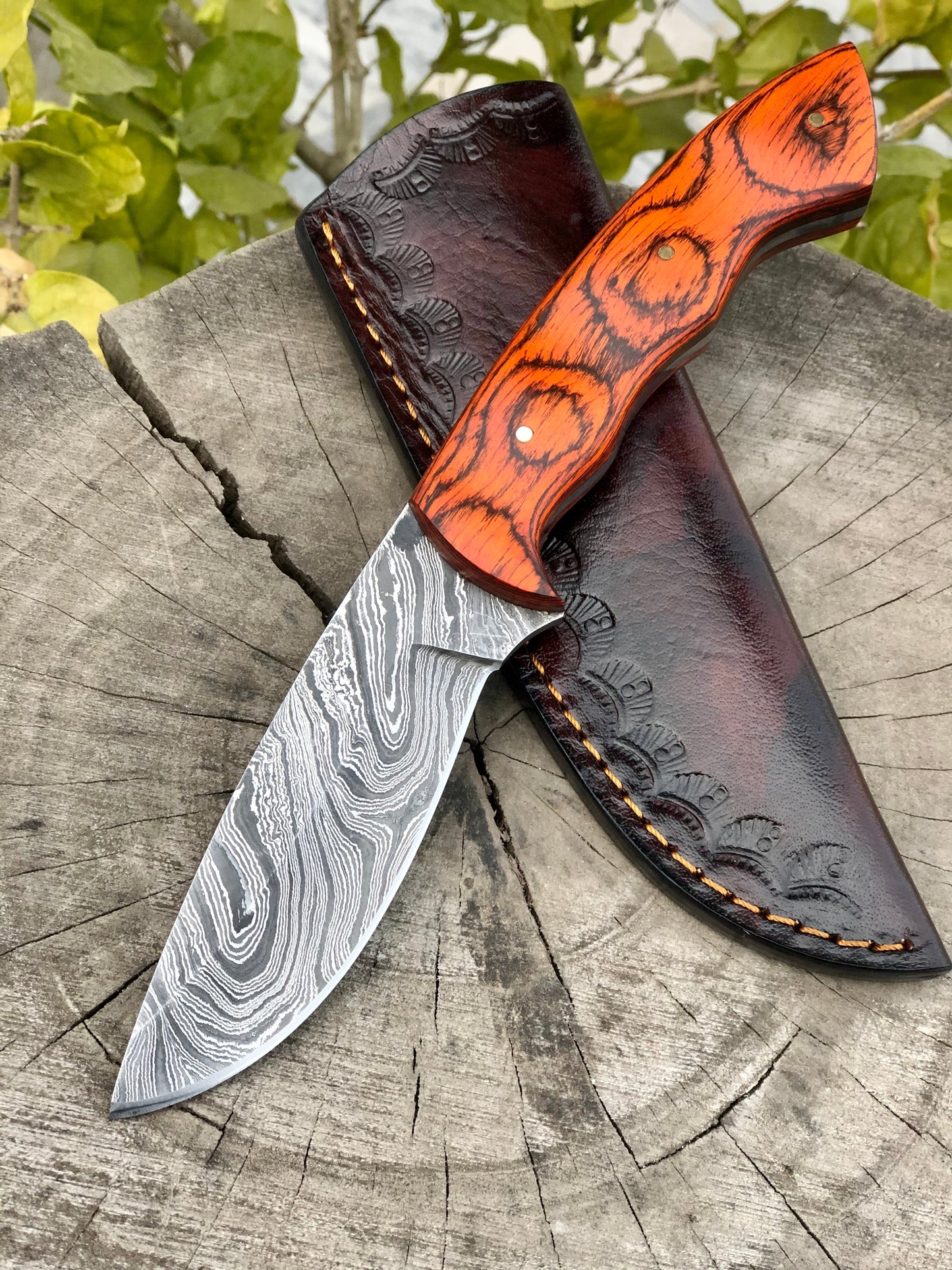 KBS Knives Damascus Steel Hunting Skinning Knife