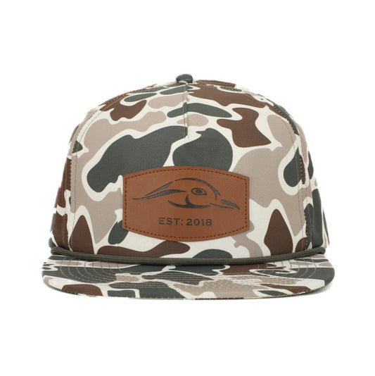 American Flyway Waterfowl Youth Leather Patch Green and Brown Vintage Rope Old School Hat