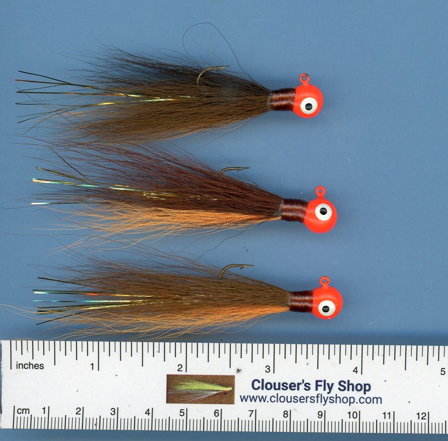Clouser's Bucktail Jigs 3 pak with Painted Heads & Eyes 1/4 oz