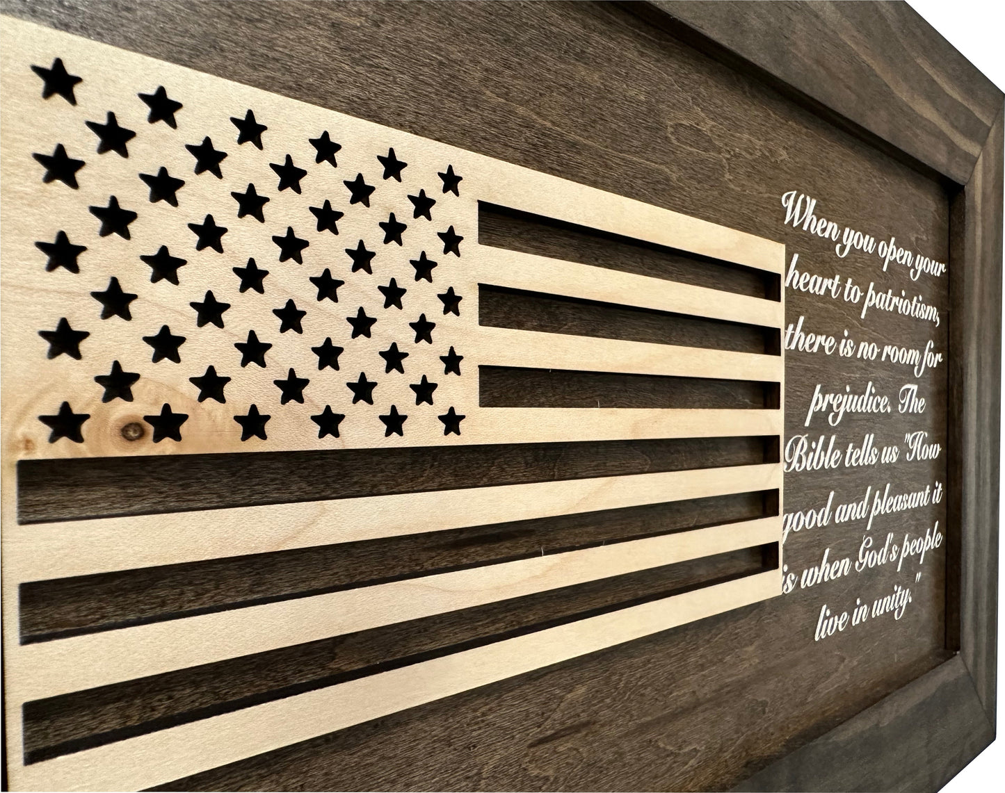 Bellewood Designs - American Flag Decorative Wall-Mounted Gun Cabinet (Jacobean)