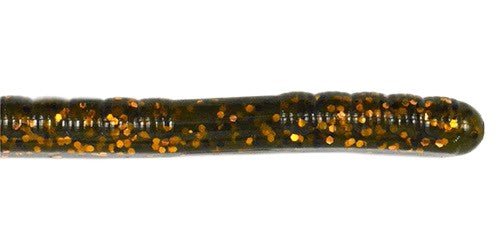 Just Lures Fishing Ribbon Tail Worm 10" - Green Pumpkin / Copper Flakes - Angler's Pro Tackle & Outdoors