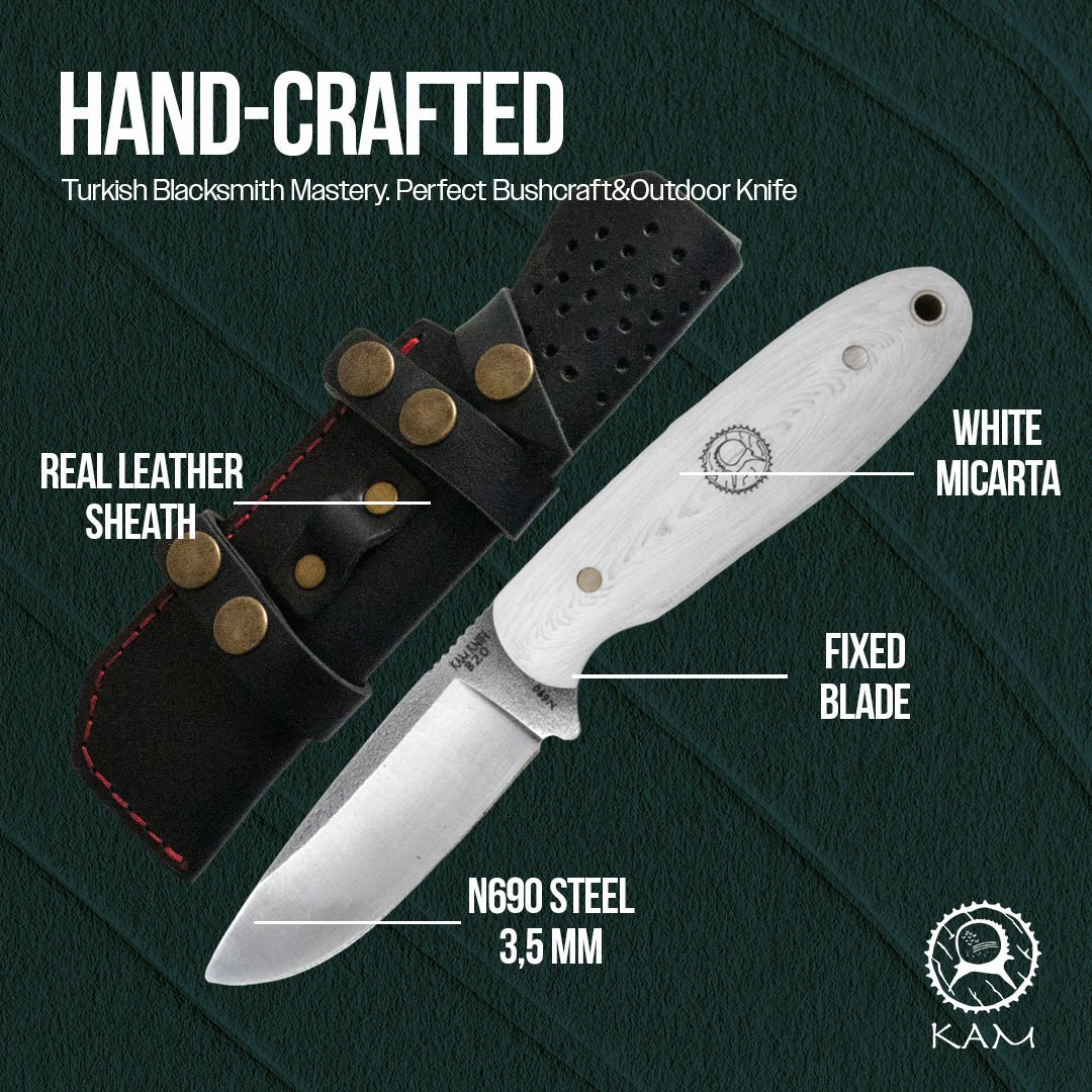 Kam Knife - B20 - White Handle - Fixed Blade - Angler's Pro Tackle & Outdoors