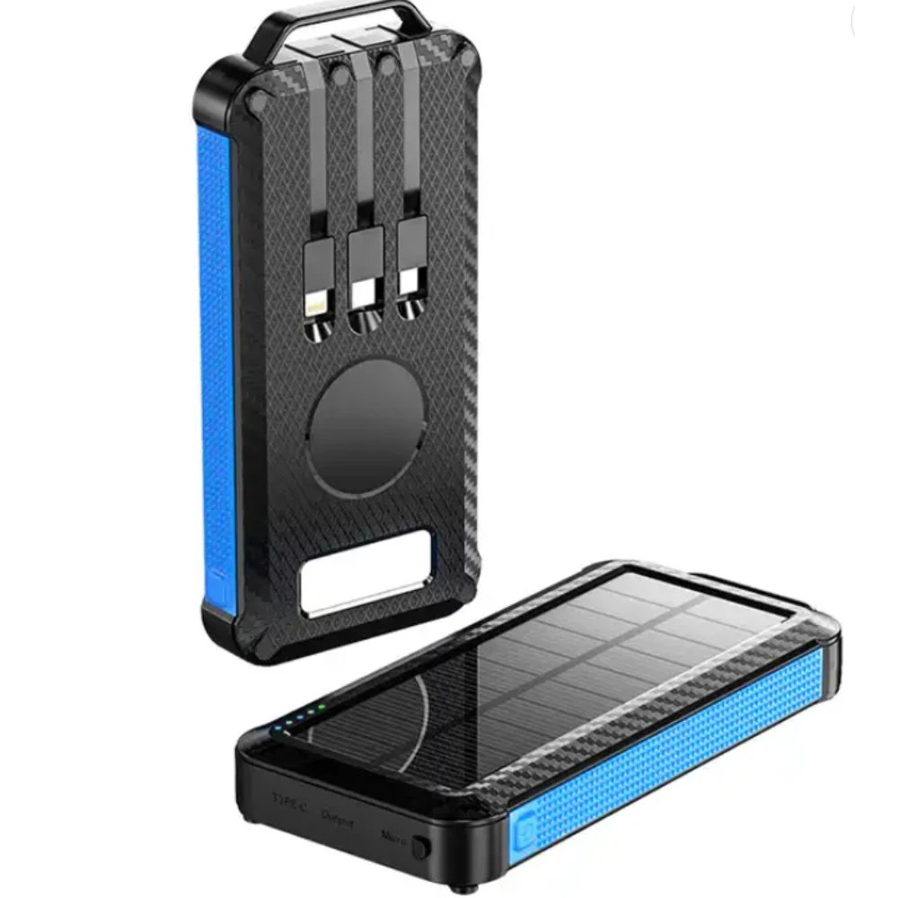Outdoorzees Ip65 Waterproof Portable Wireless Solar Power Bank Panel Charger Solar Powerbank Usb-C