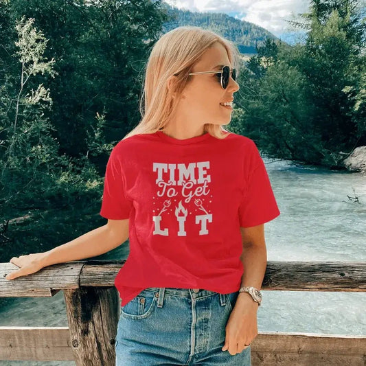 Outdoorzees Time to Get Lit Women Slim Fit T-Shirt
