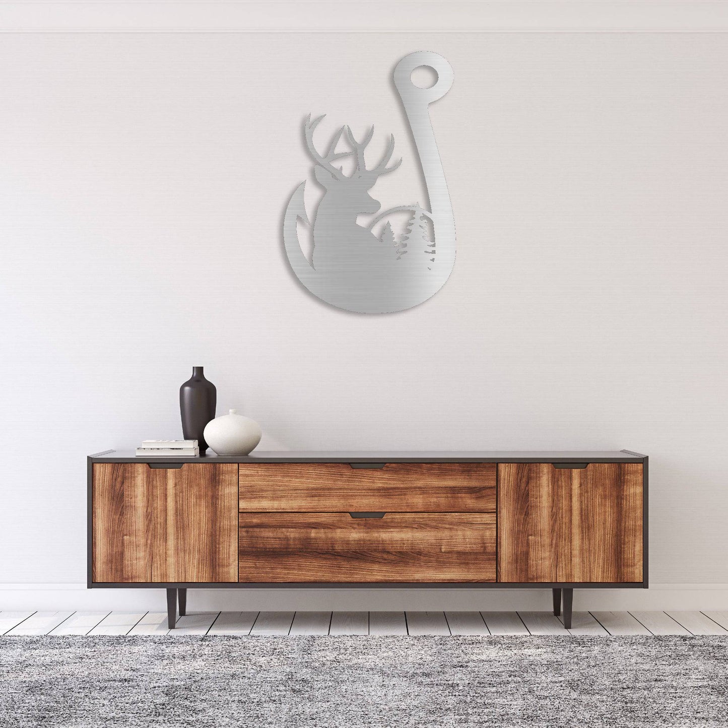 MetalPlex - Deer Fishing Hook - Metal Wall Art