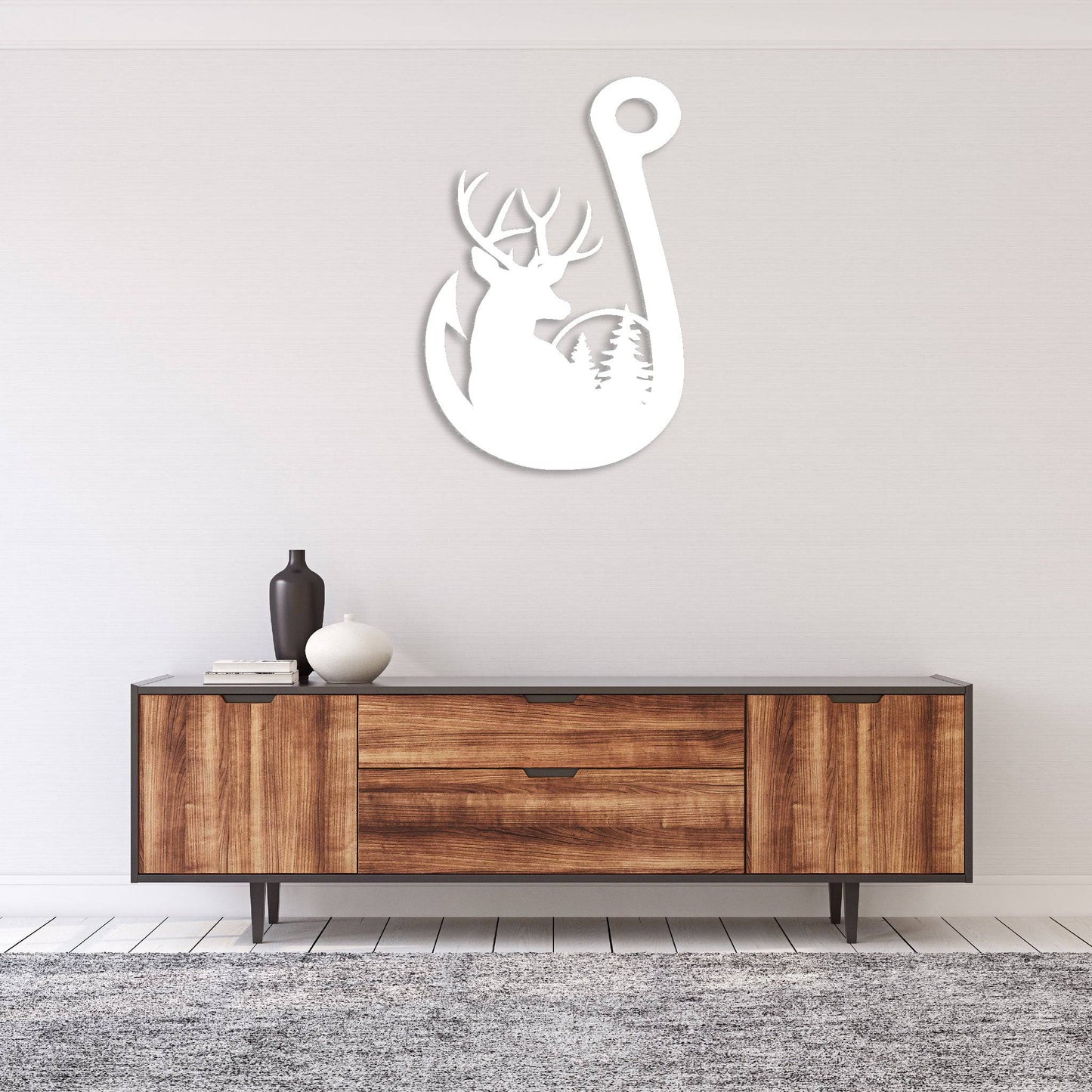 MetalPlex - Deer Fishing Hook - Metal Wall Art