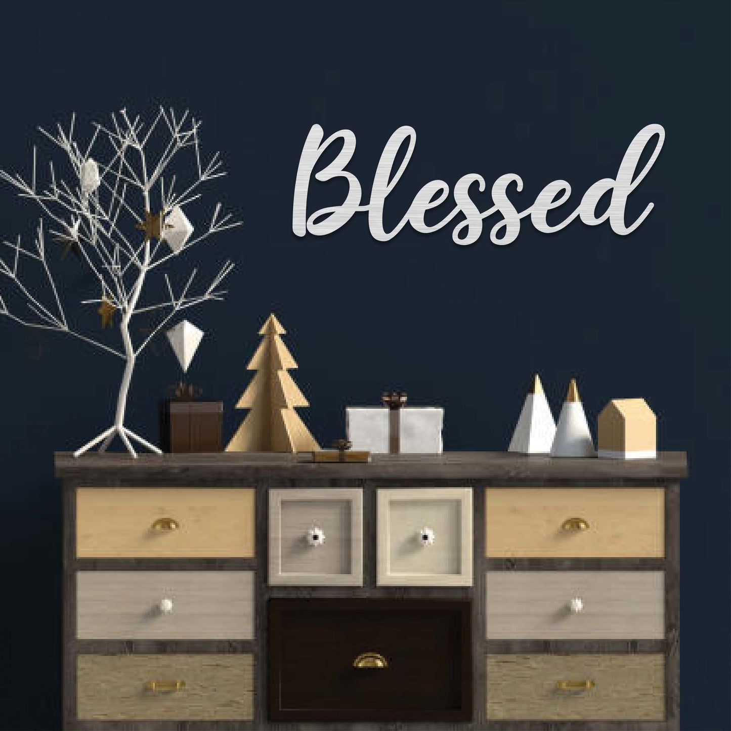 MetalPlex - Blessed Script - Metal Wall Art