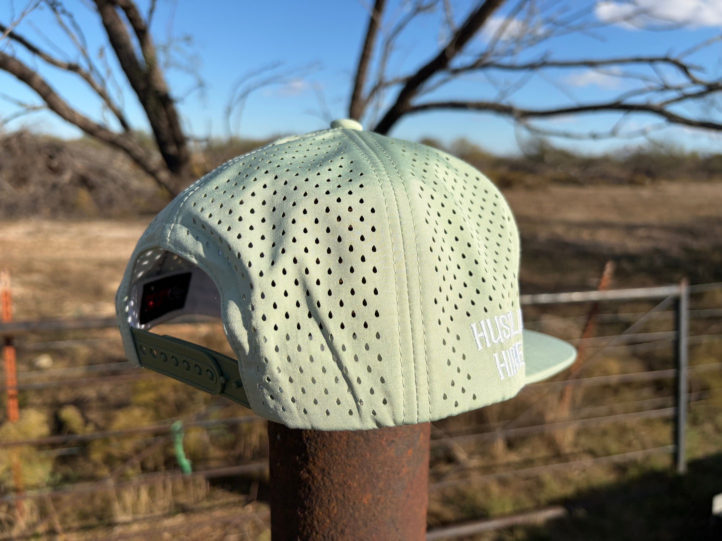 Hustlin Hippie PL Series Hydro Snapback- MINT GREEN- WHITE LOGO w/ BOLD style
