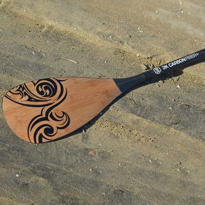 NIXY 3 - Piece Adjustable 100% Carbon Fiber SUP Pro Paddle with Bamboo - Angler's Pro Tackle & Outdoors
