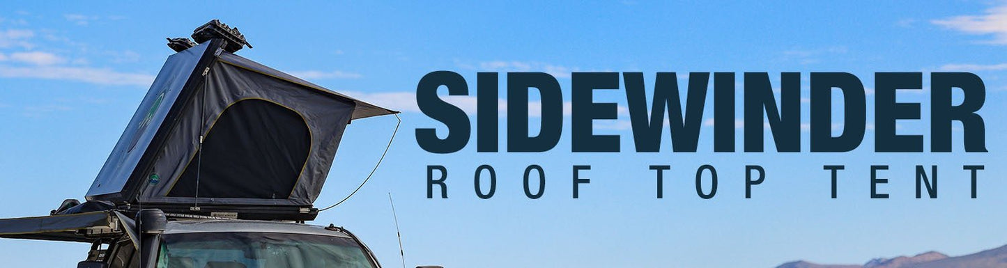 Overland Vehicle Systems HD Sidewinder Side Load Aluminum Hard Shell Roof Top Tent, Grey Body & Green Trim - Angler's Pro Tackle & Outdoors