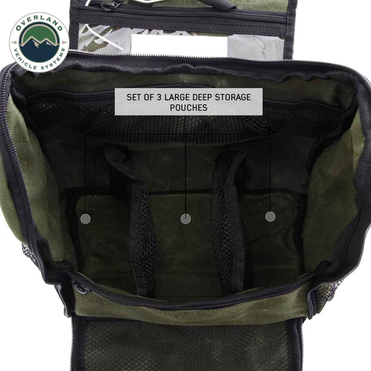 Overland Vehicle Systems Overnight Bag with Handle & Straps - #16 Waxed Canvas Storage - Angler's Pro Tackle & Outdoors