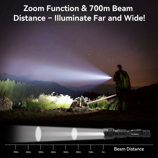 Powertac FlexBeam - 1200 Lumen Adjustable Beam Rechargeable Flashlight - Angler's Pro Tackle & Outdoors