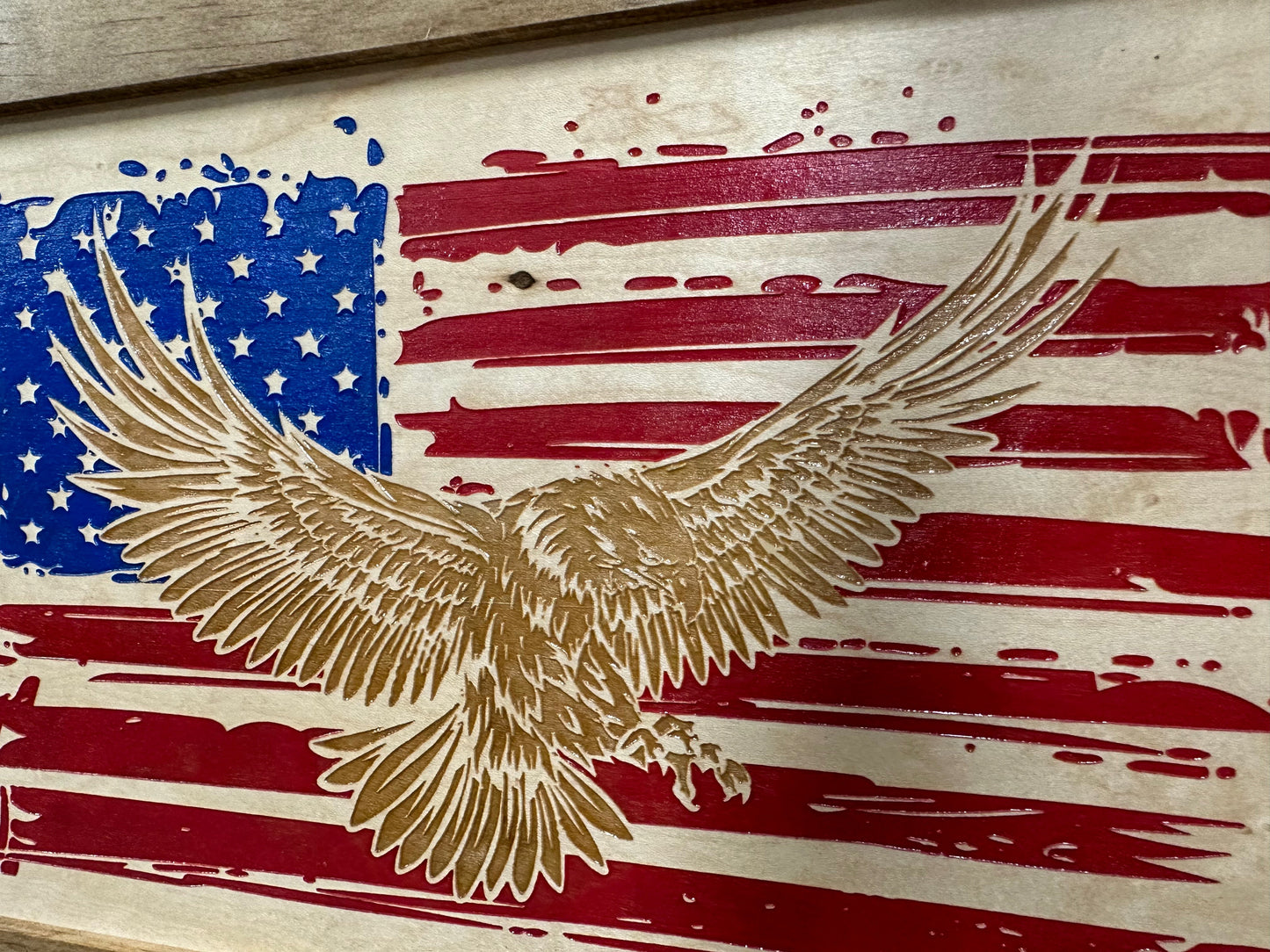 Bellewood Designs - Bald Eagle & American Flag Patriotic Decorative Wall-Mounted Secure Gun Cabinet