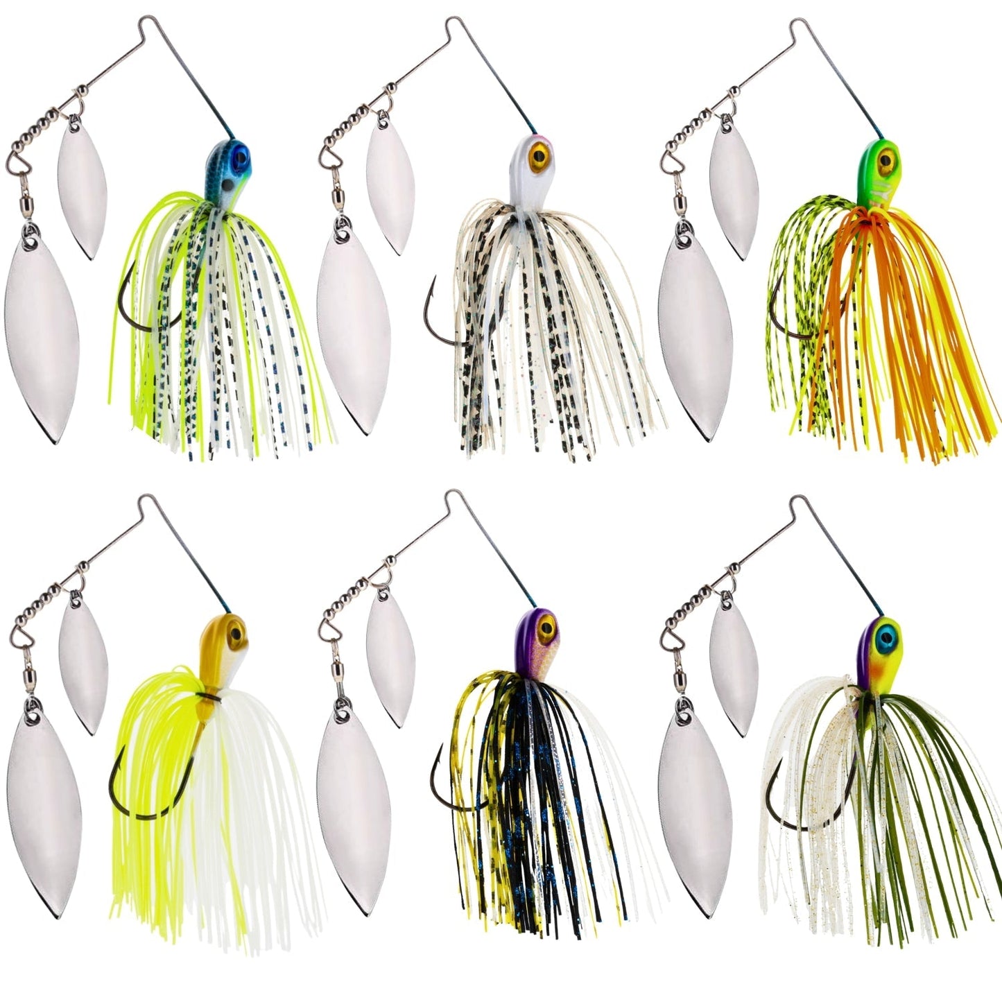 Reaction Tackle Spinnerbaits – 3 - Pack, Double Willow, Ideal for Bass, Pike, and More! - Angler's Pro Tackle & Outdoors