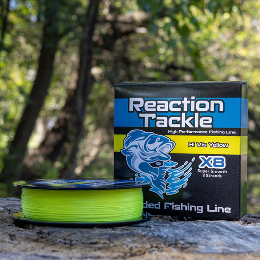 Reaction Tackle X8 Braided Fishing Line - Hi Vis Yellow 8 Strand - Angler's Pro Tackle & Outdoors