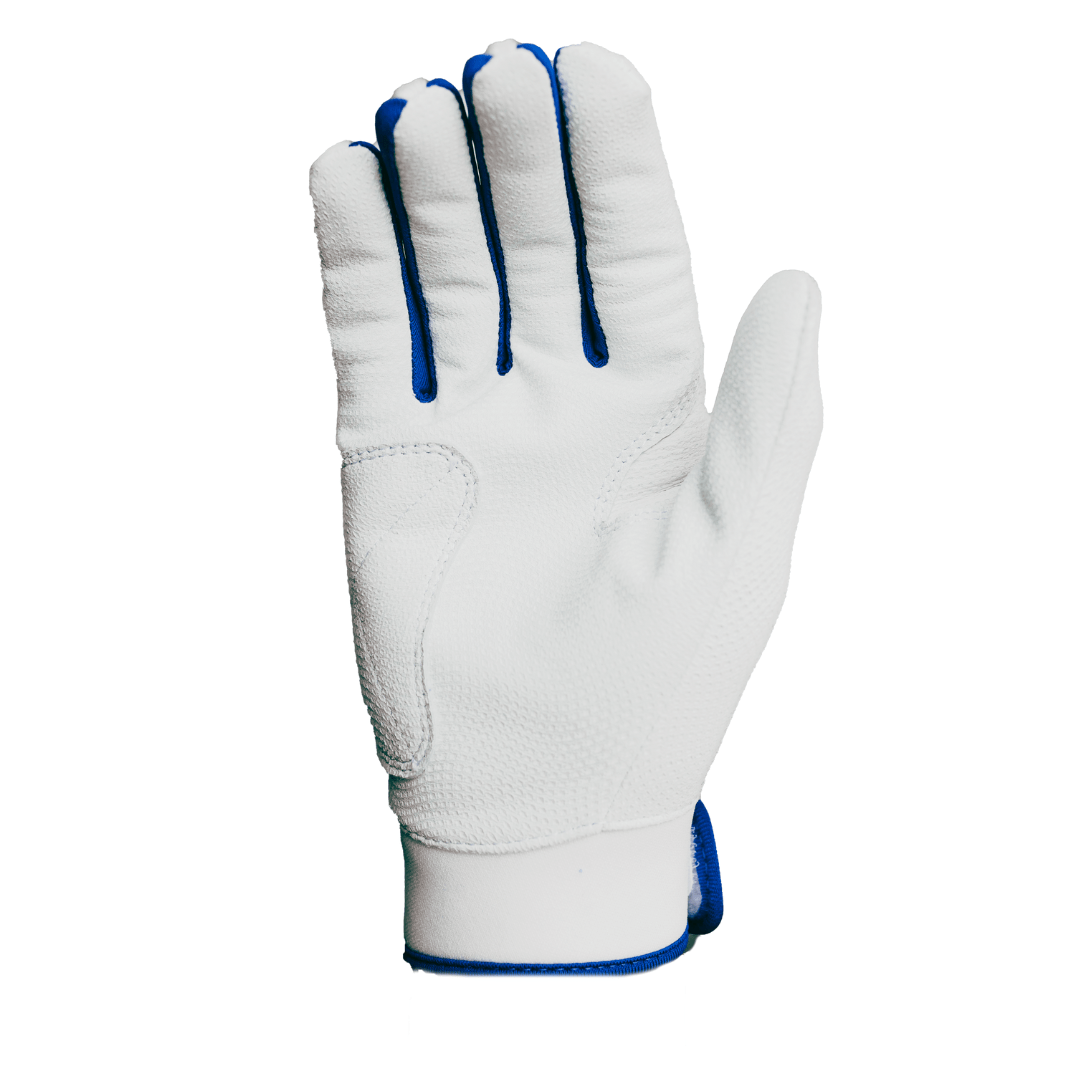 Resilient SFBL Championship Fastpitch Batting gloves - White and Royal Blue