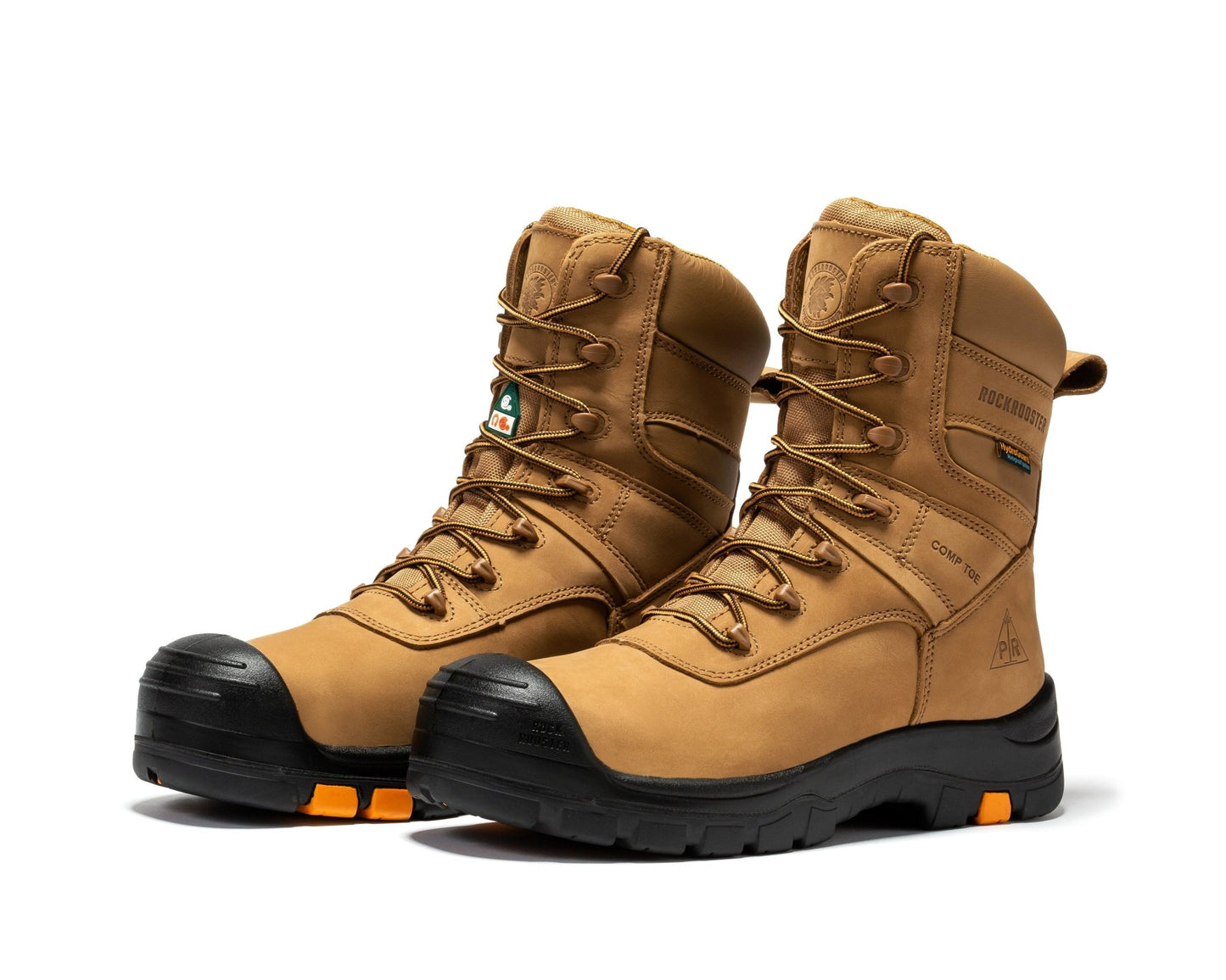 RockRooster Beaufort Men's Brown 8 inch Waterproof Composite Toe Work Boots AK831 - Angler's Pro Tackle & Outdoors