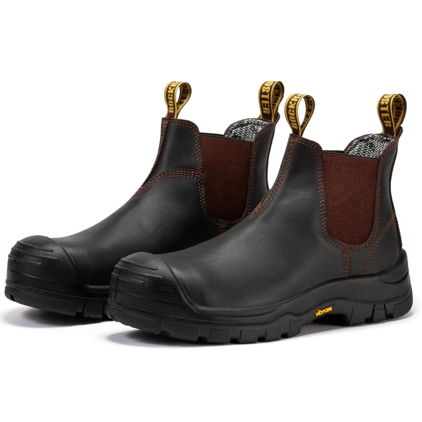 RockRooster Beaufort Men's Dark Brown 6 inch Composite Toe Pull - on Leather Work Boots VAK631 - Angler's Pro Tackle & Outdoors