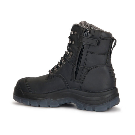 RockRooster Kensington Black 7 inch Zip-sided Steel Toe Leather Work Boots AK245Z