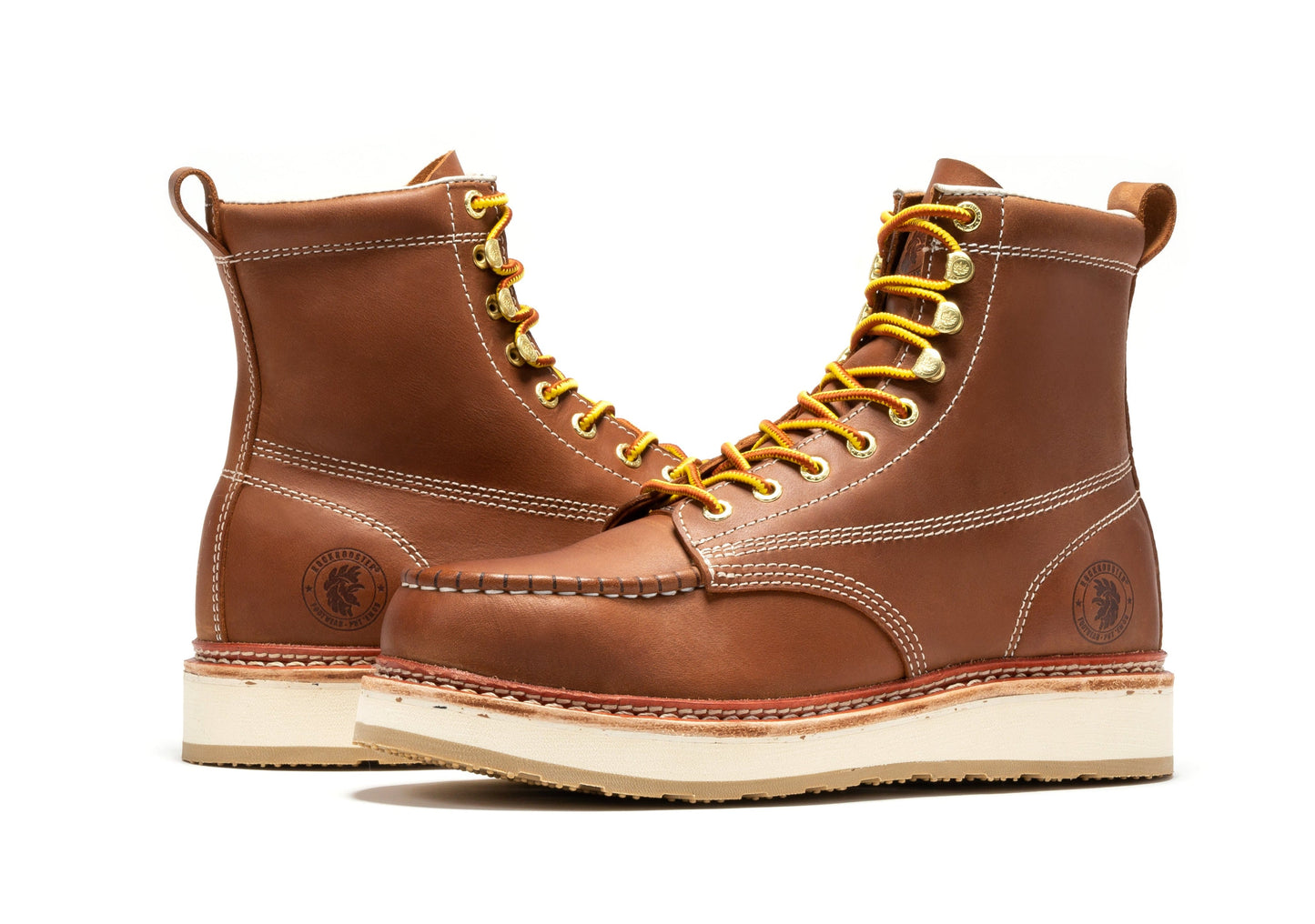 RockRooster Norwood Men's 6 inch Brown Steel Toe Wedge Work Boots SAP621