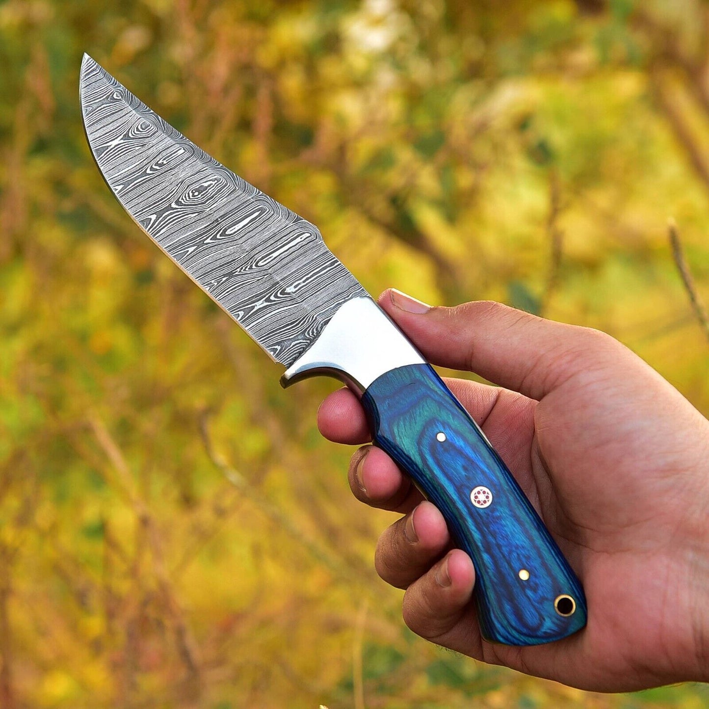 Texan Knives Custom Handmade Damascus Steel Skinning Blade - 4.5"