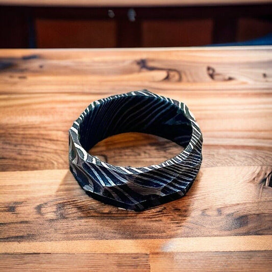 KBS Knives Timeless Bond Hand-Forged Damascus Steel Proposal Memory Ring by KBS Knives Store