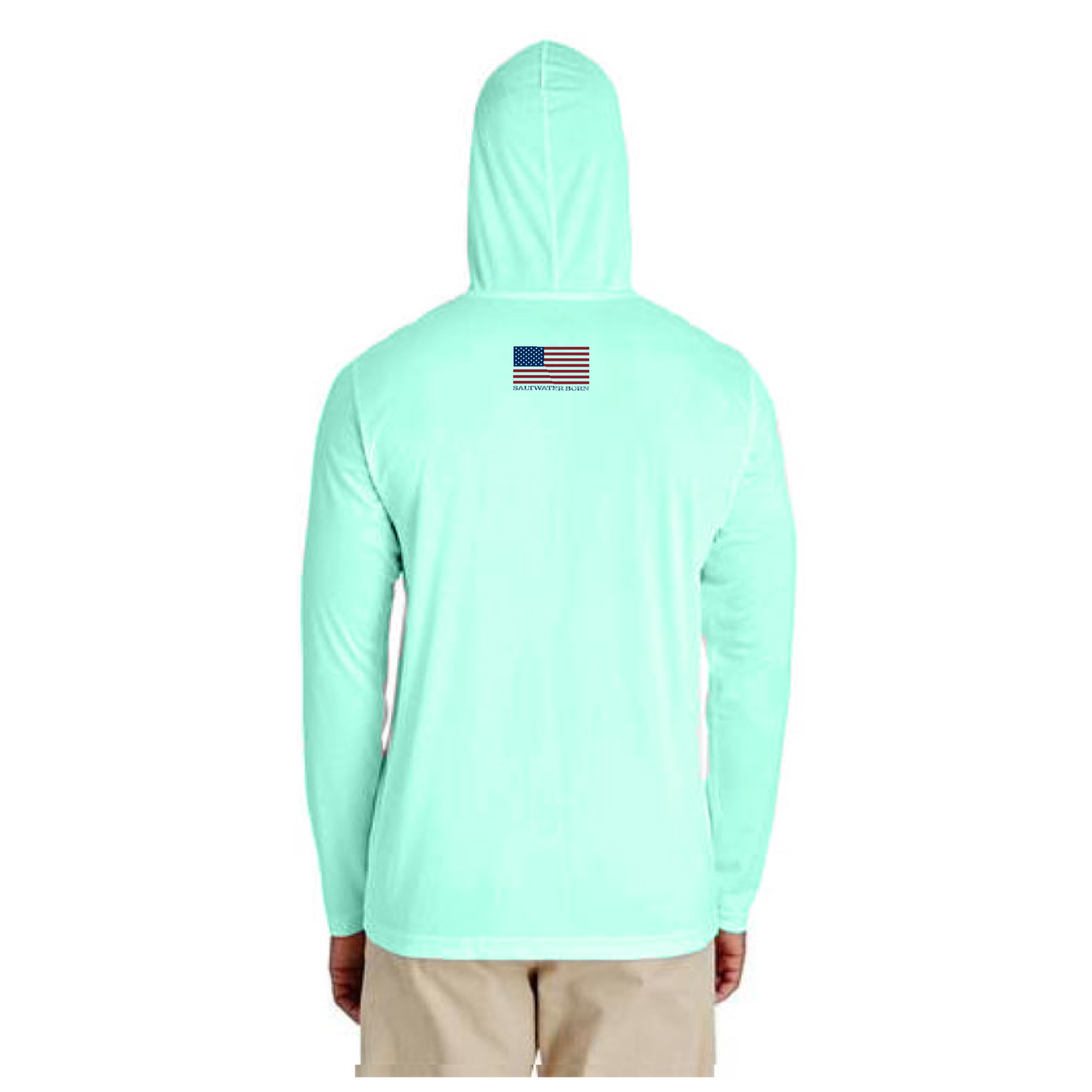 Saltwater Born Orange and Blue Long Sleeve UPF 50+ Dry-Fit Hoodie