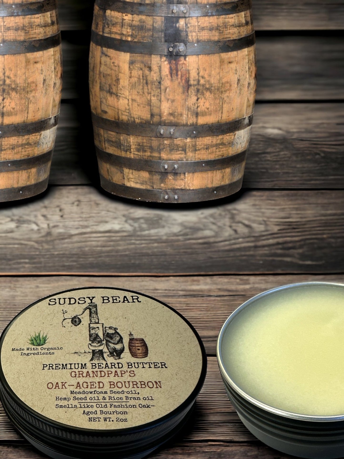 Sudsy Bear - Grandpap's Oak - Aged Bourbon - Premium Beard Butter - Angler's Pro Tackle & Outdoors