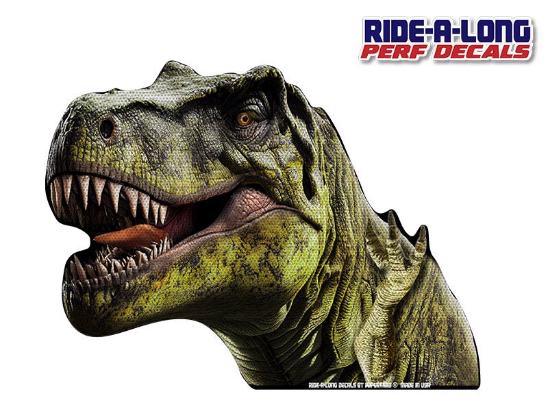 T - Rex Dinosaur *RIDE A LONG* Perforated Decal - Angler's Pro Tackle & Outdoors