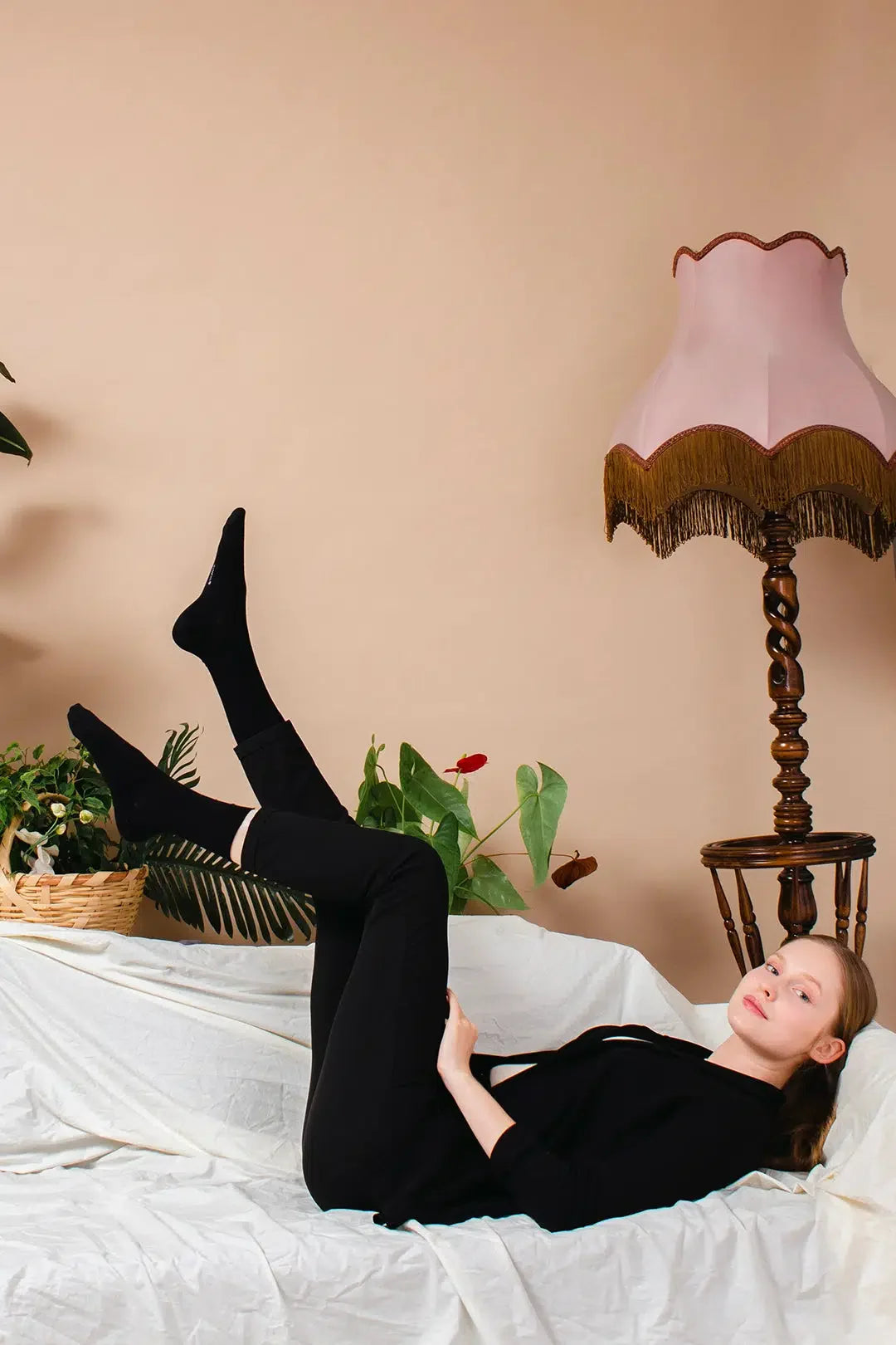 GoWith Unisex Cotton Black Thin Dress Socks