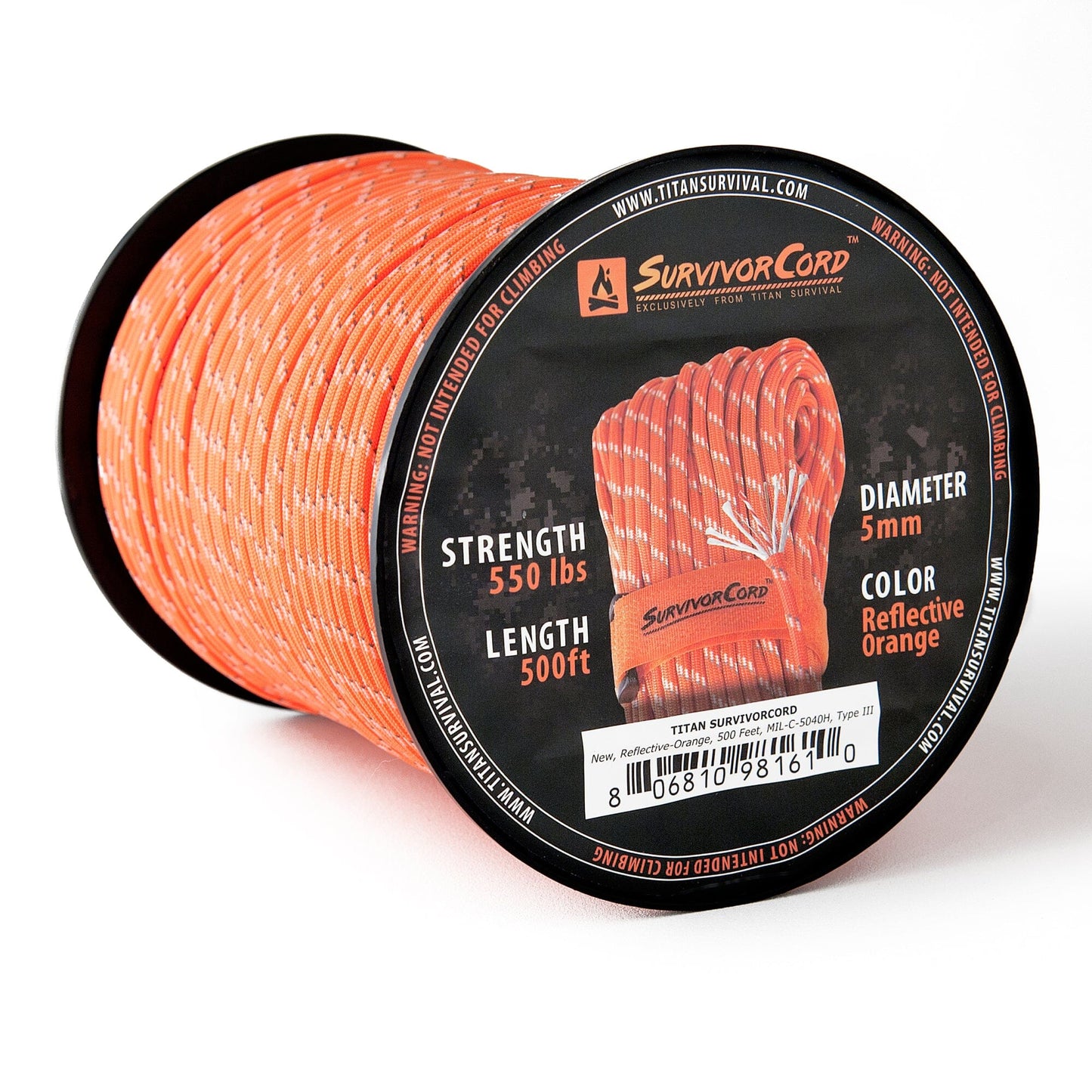 TITAN Survival SurvivorCord | REFLECTIVE - ORANGE - Angler's Pro Tackle & Outdoors