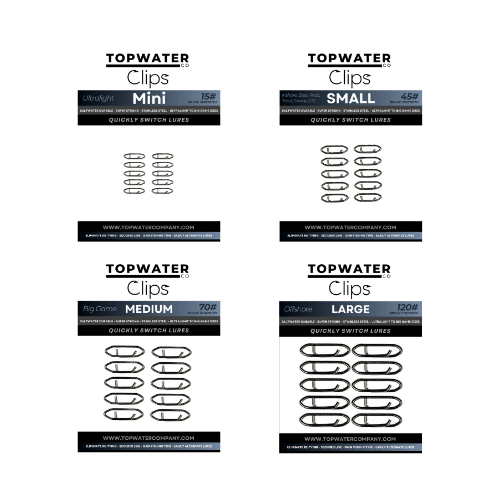 Topwater Co SUPER SAMPLE PACK - 10 or 25 Clips in Each Size - Angler's Pro Tackle & Outdoors