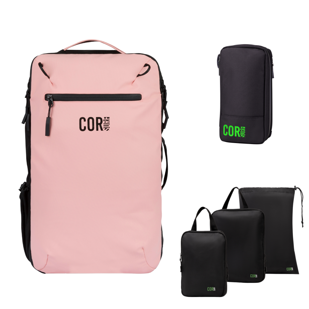 COR Surf Island Hopper Travel Bundle - Backpack + Toiletry Bag + Compression Packing Cubes with YKK