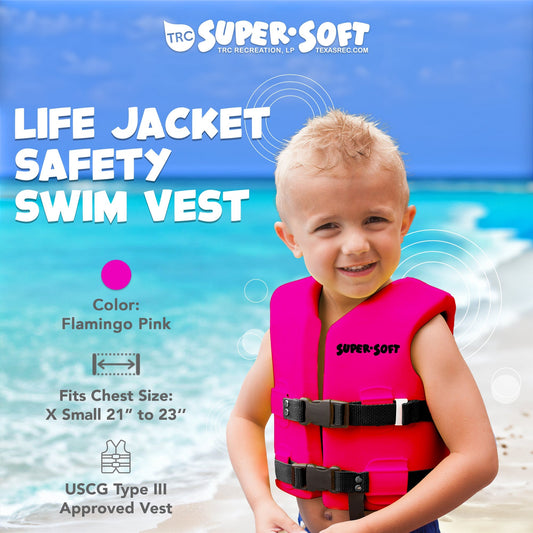 TRC Recreation Super Soft Child Life Jacket Swim Vest, X Small, Flamingo Pink - Angler's Pro Tackle & Outdoors