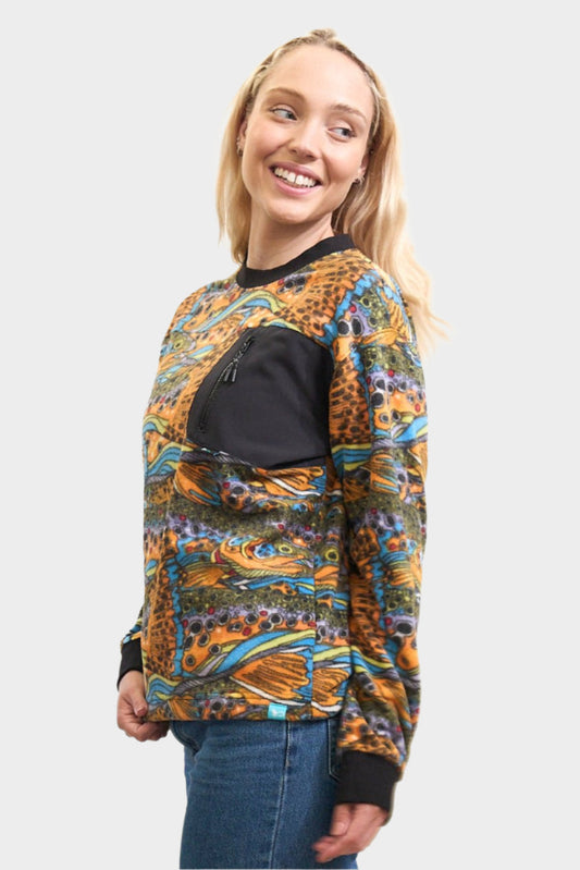 FisheWear Unbound Brown Fleece Crew Neck