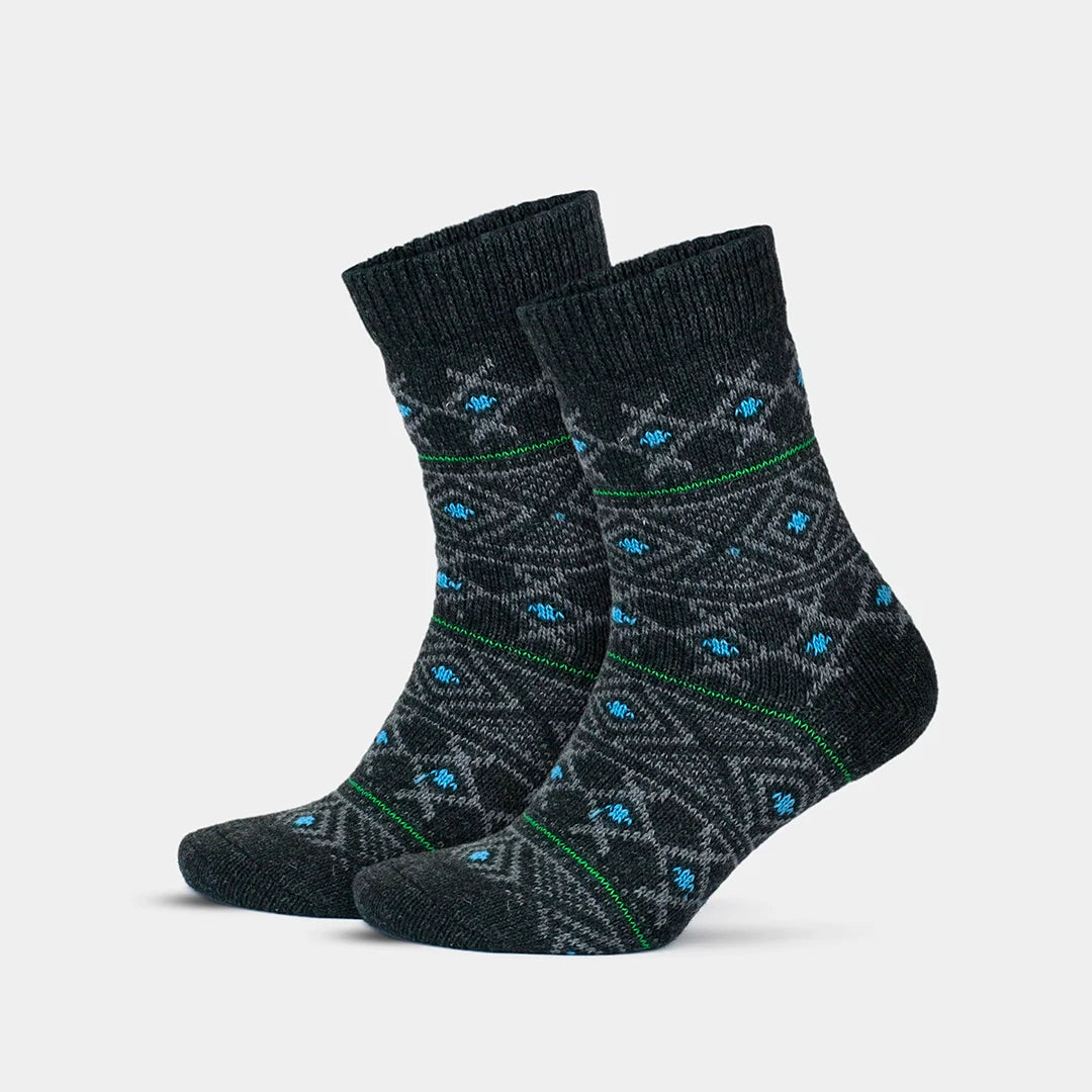 GoWith Women's Alpaca Wool Crew Vintage Socks with Nordic Pattern