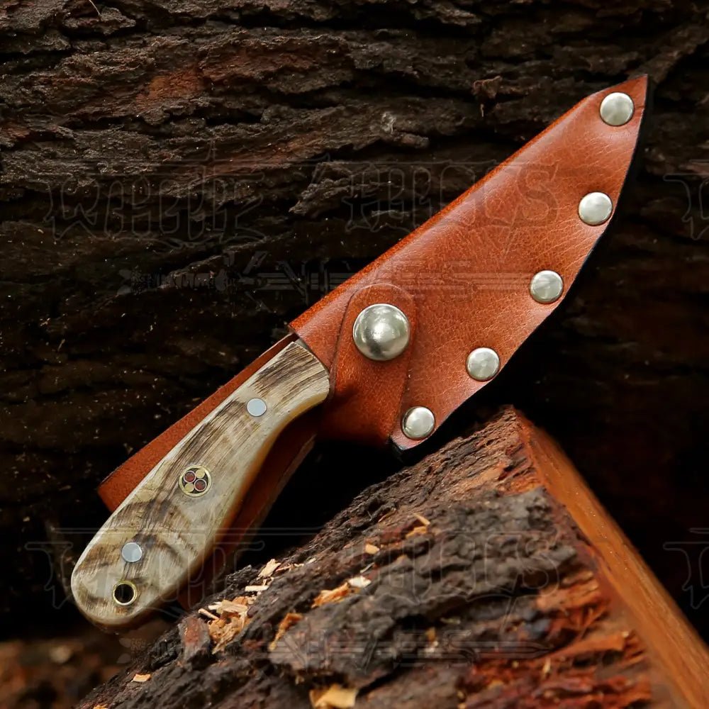 White Hills Knives Hand Forged Full Tang Skinner Knife - Ram Horn Handle - D2 Steel - 7 inches - SK - 015 - Angler's Pro Tackle & Outdoors