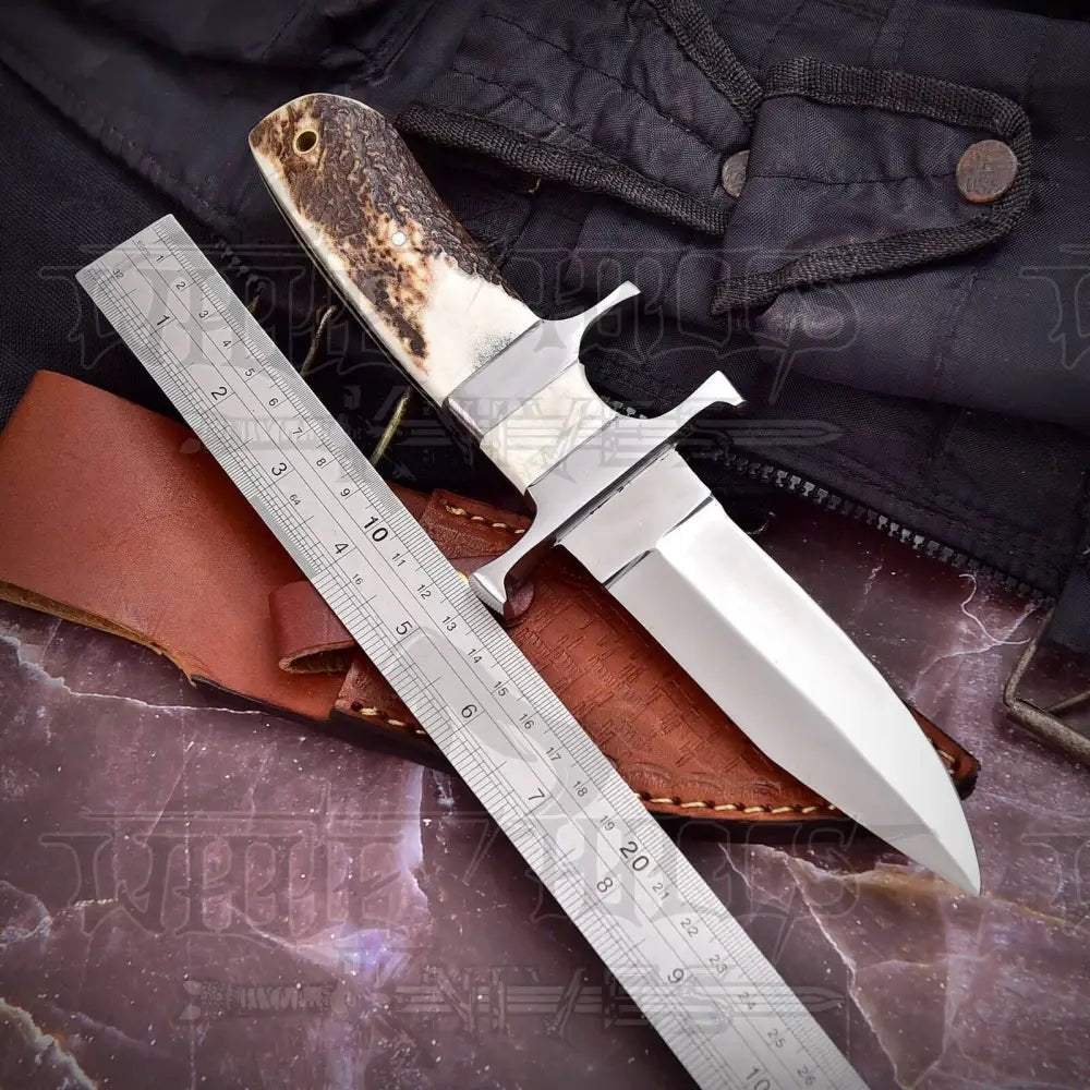 White Hills Knives HANDMADE D2 Steel Hunting Loveless Fix Blade Knife Stag Antler Handle EDC 10” WH 4433 - Angler's Pro Tackle & Outdoors