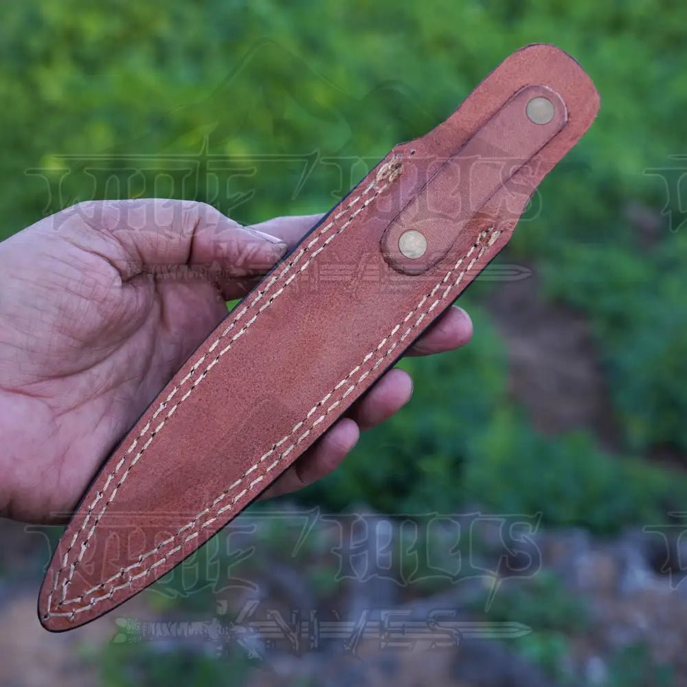 White Hills Knives HANDMADE DAMASCUS STEEL DAGGER KNIFE - 8.5" FULL TANG KNIFE - Stag Antler Handle - Angler's Pro Tackle & Outdoors