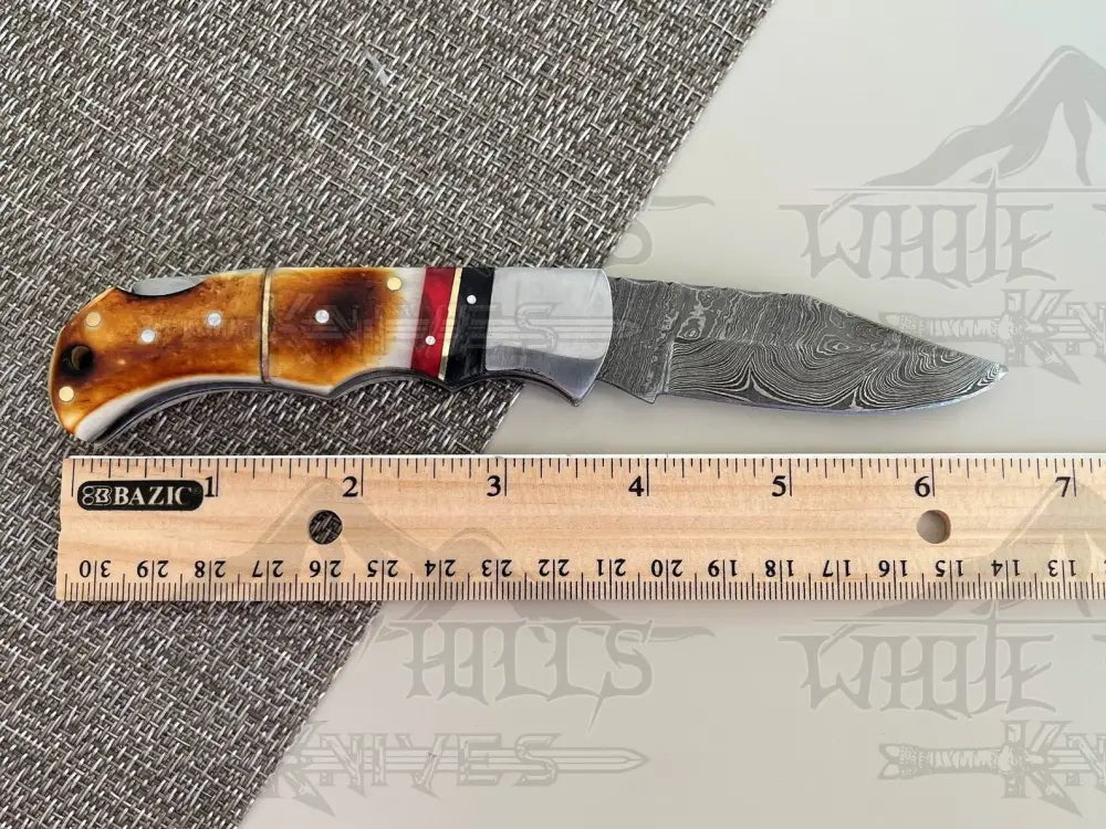 White Hills Knives Handmade Damascus Steel Hunting Pocket Knife Camping Folding Blade With Cocobolo Wood Handle WH 4426 - Angler's Pro Tackle & Outdoors