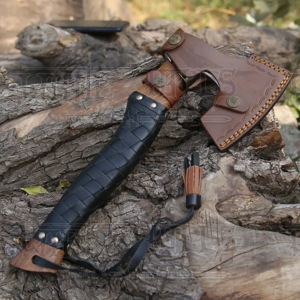 White Hills Knives Small Forged Carbon Steel Axe with Ash Wood Shaft - Viking Axe 004 - 14 - Angler's Pro Tackle & Outdoors