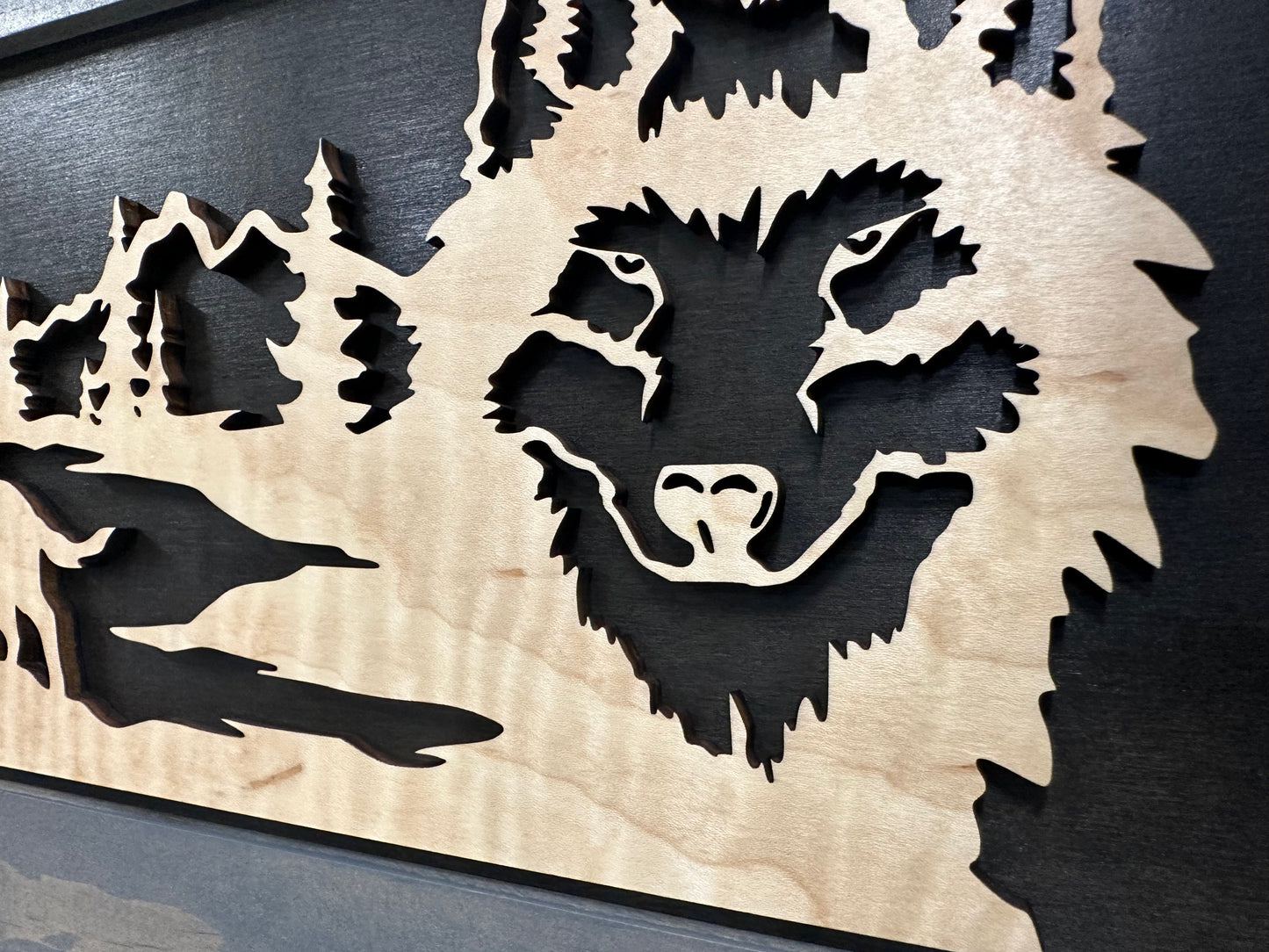 Bellewood Designs - Wall-Mounted Gun Cabinet Wolf Scenery Wall Decoration - Gun Safe To Securely Store Your Gun In Plain Sight