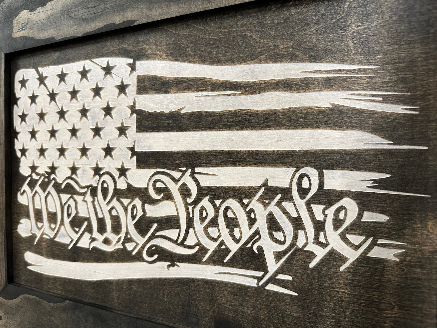 Bellewood Designs - American Flag Gun Cabinet We The People Decorative (Black and White)