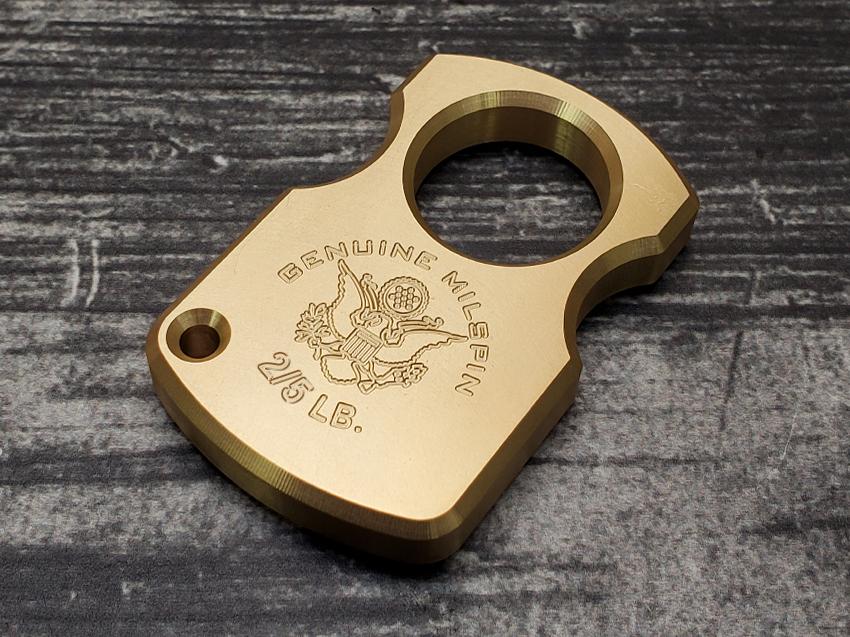 Milspin Brass Knuckle Non-Customizable Single Hole Solid Brass Paperweight (Milspin Logo Only)