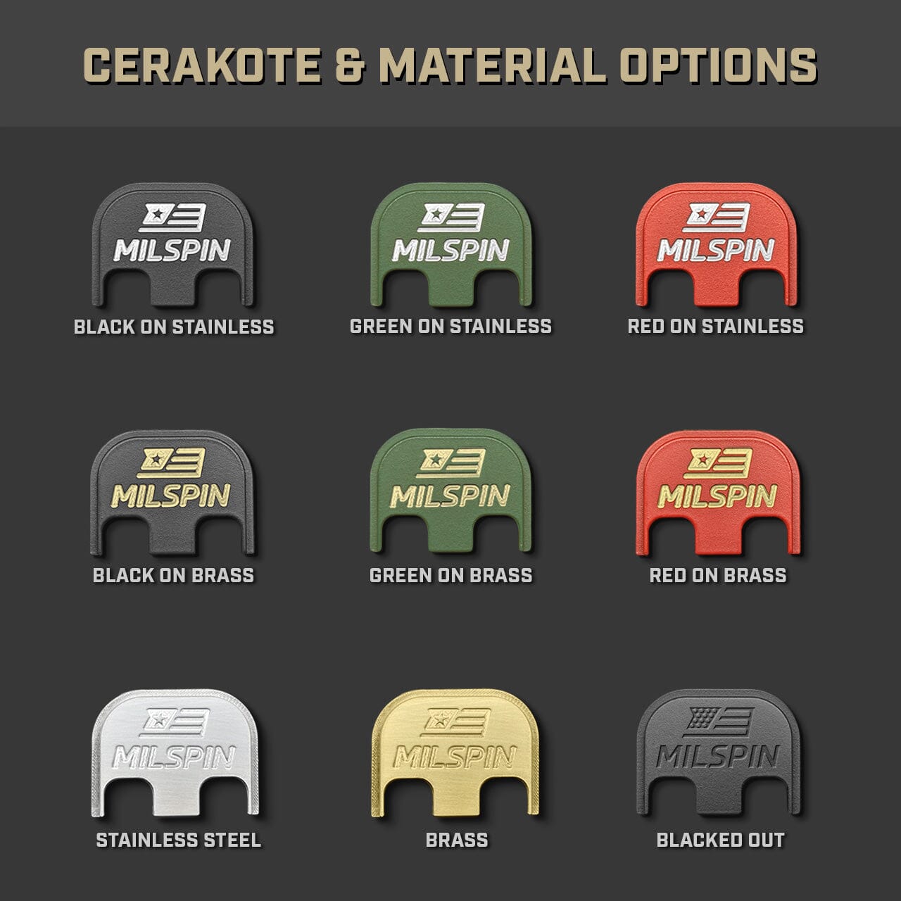 MILSPIN ARMY Slide Back Plates (Over 100 Emblems)